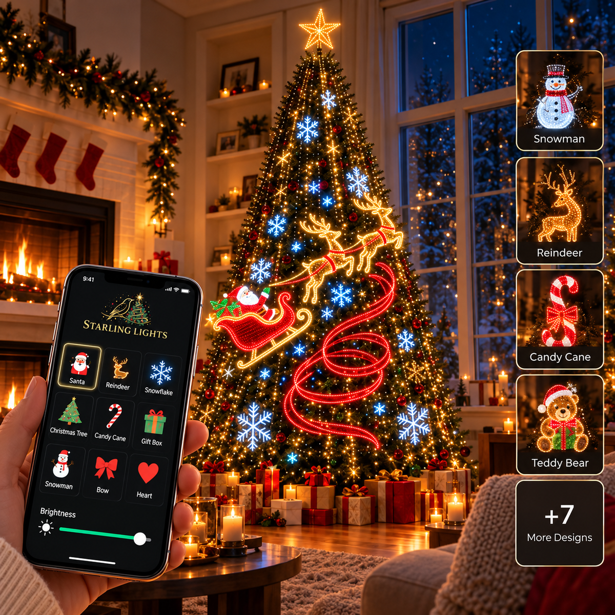 Starling Lights™ — App-Controlled Animated Tree Lights